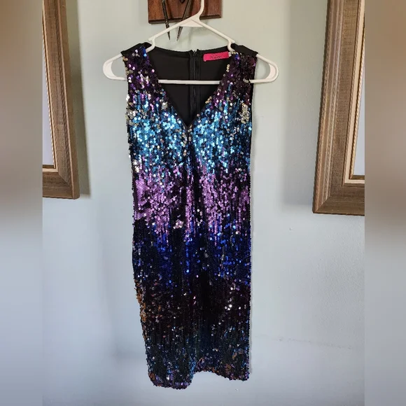 Dresses | Ruiyige Multi Coloured Sequin Dress | Poshmark